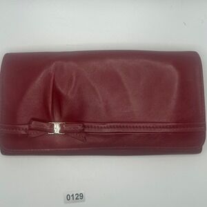 Salvatore Ferragamo Red Leather Bow Accent‎ Wallet #129